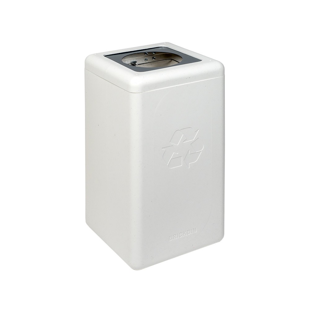 Illustration du produit: Poubelle à déchets généraux BRICKBIN, en plastique recyclé, 65 litres, carrée, blanc/gris