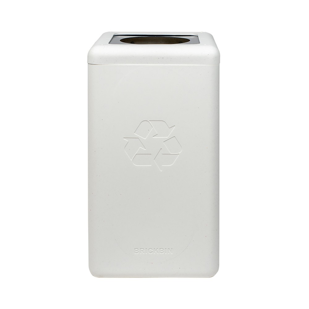 Numéro de l'image du produit 2: Poubelle à déchets généraux BRICKBIN, en plastique recyclé, 65 litres, carrée, blanc/gris