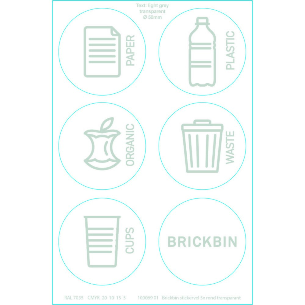 Numéro de l'image du produit 3: Poubelle à déchets généraux BRICKBIN, en plastique recyclé, 65 litres, carrée, blanc/gris