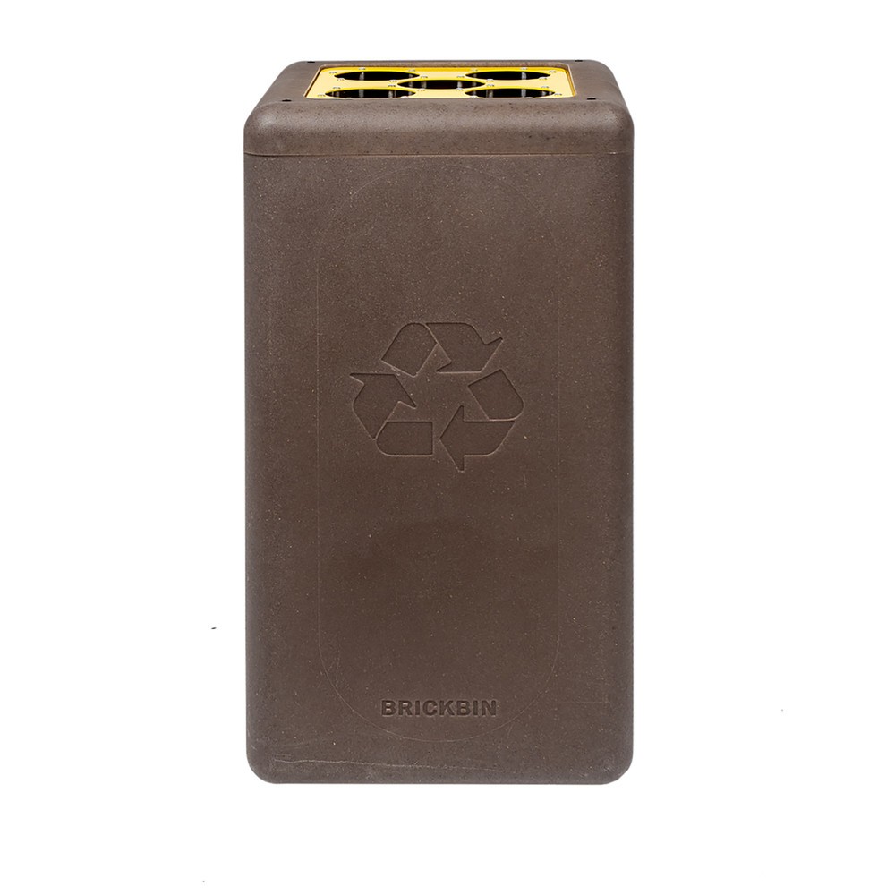 Numéro de l'image du produit 2: Poubelle à gobelets BRICKBIN, en plastique recyclé et marc de café, 65 litres, marron/jaune
