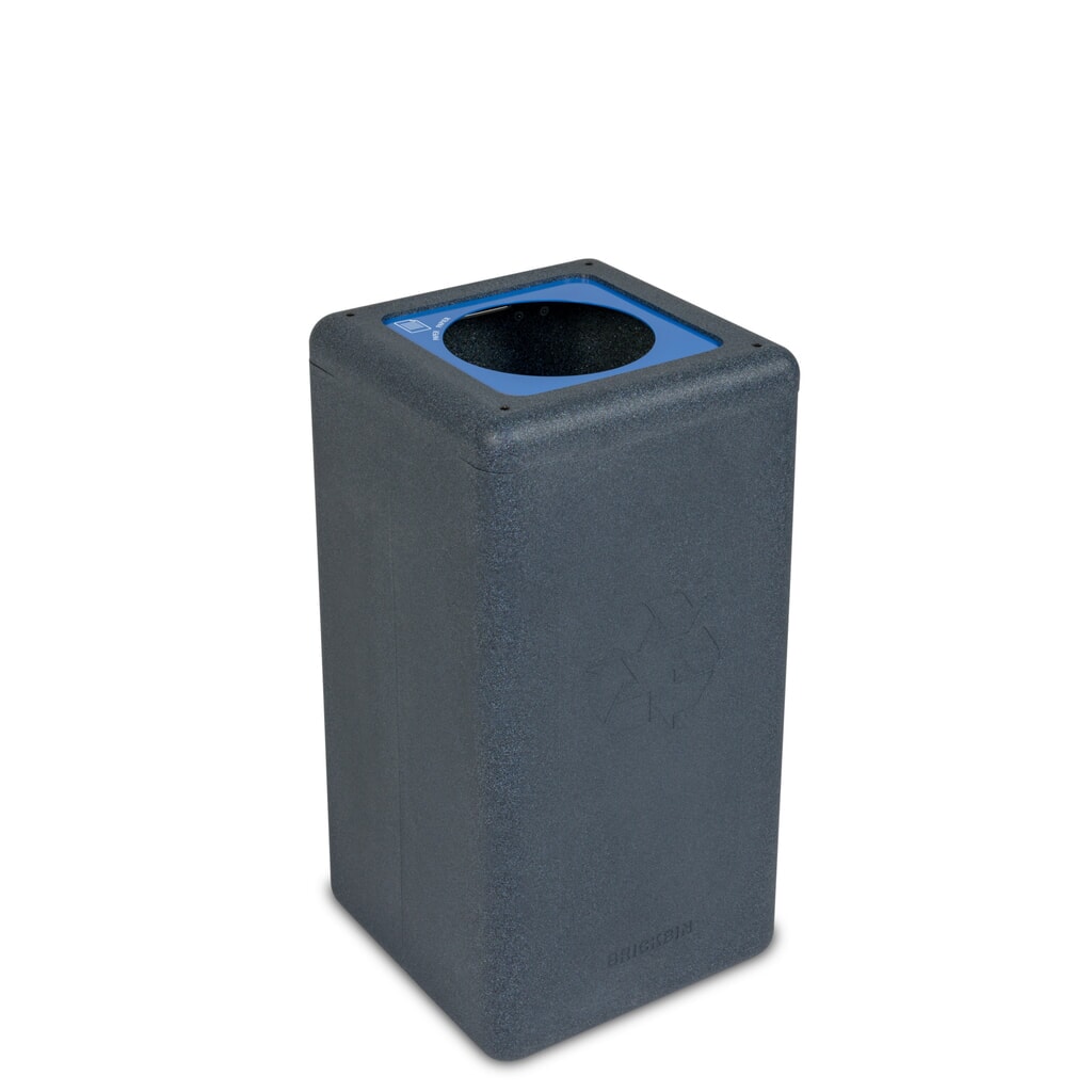 Poubelle à papier BRICKBIN, en plastique recyclé, 65 litres, carrée, gris/bleu Illustration du produit: Poubelle à papier BRICKBIN, en plastique recyclé, 65 litres, carrée, gris/bleu