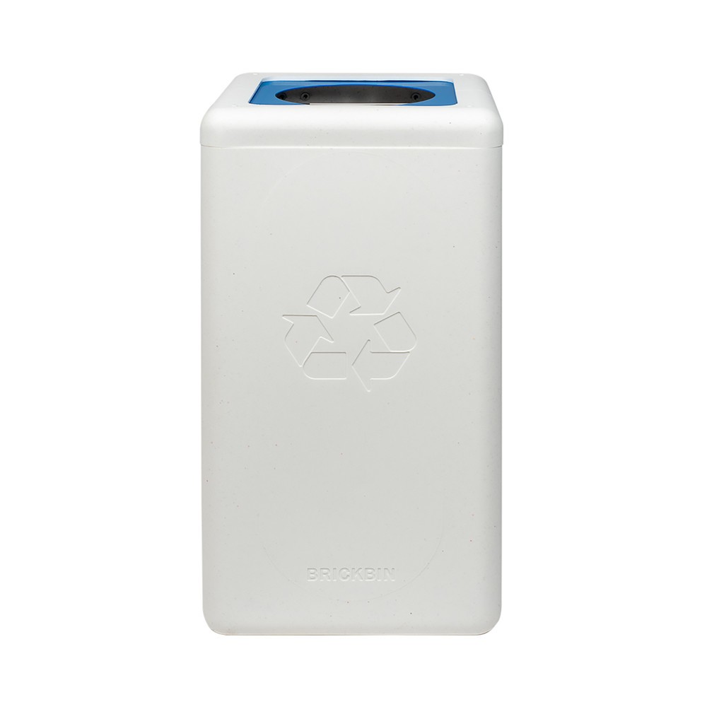 N° de l'image du produit 2 : Poubelle à papier BRICKBIN, en plastique recyclé, 65 litres, carrée, blanc/bleu