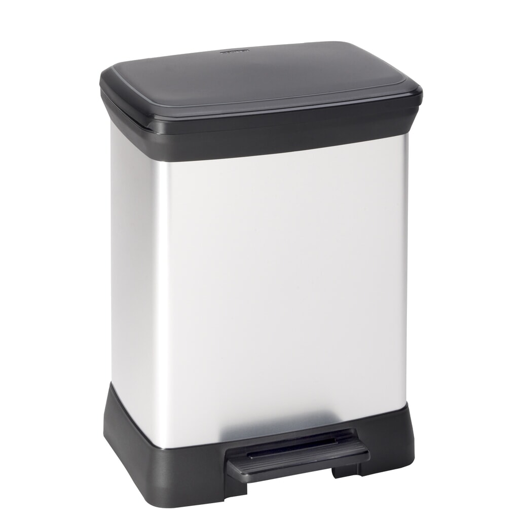 Poubelle à pédale DECOBIN, rectangulaire, 30 litres, argenté/noir Illustration du produit: Poubelle à pédale DECOBIN, rectangulaire, 30 litres, argenté/noir