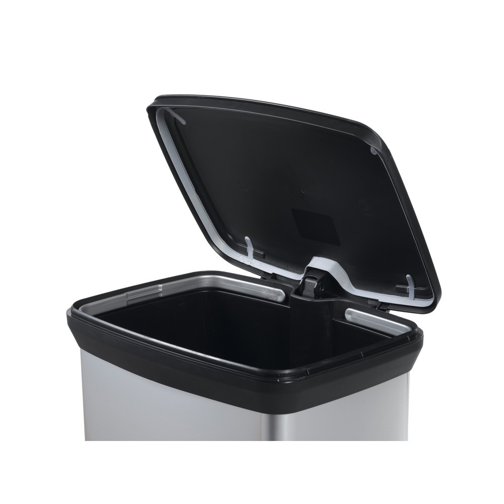 Numéro de l'image du produit 2: Poubelle à pédale DECOBIN, rectangulaire, 50 litres, argenté/noir