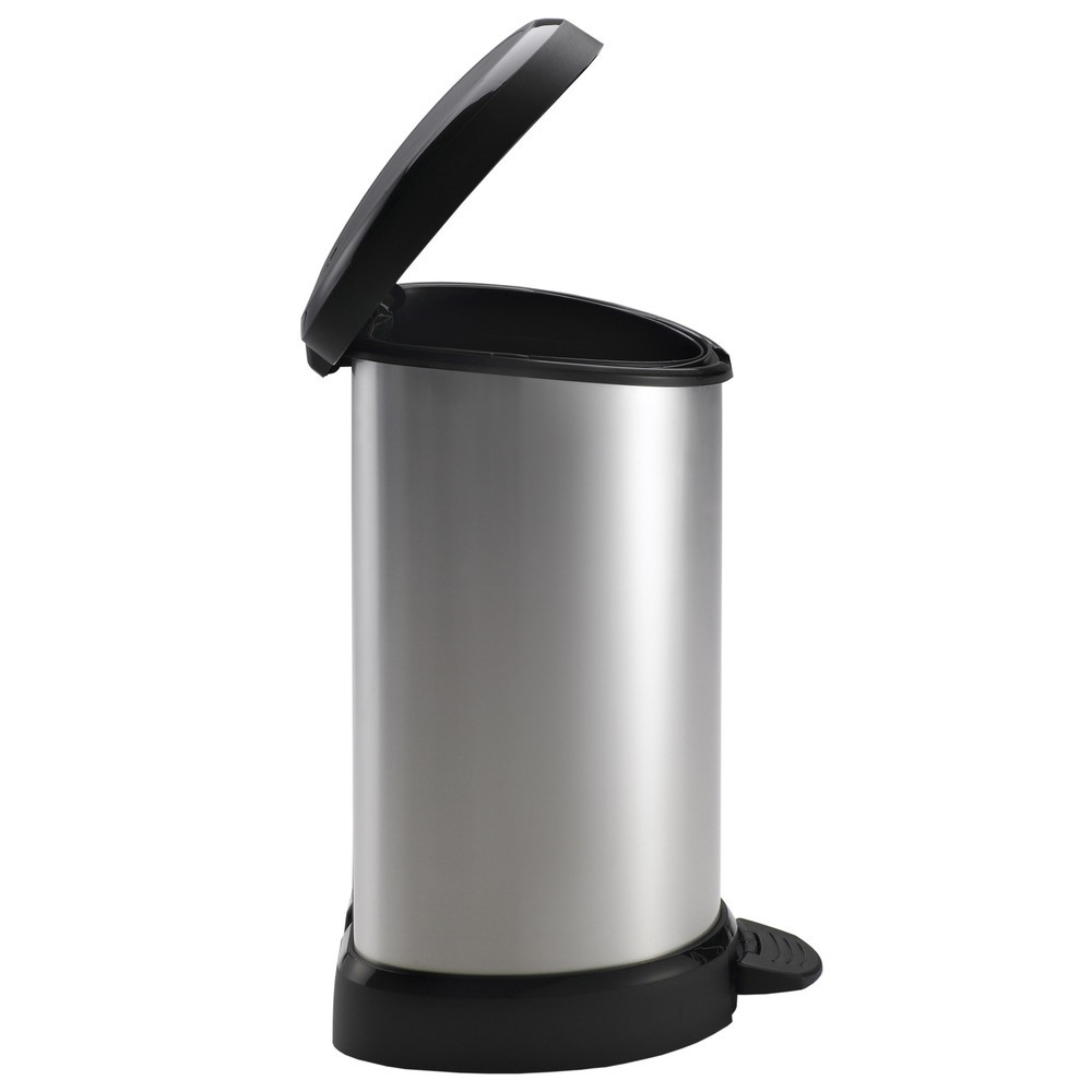 Numéro de l'image du produit 2: Poubelle à pédale DECOBIN, semi-circulaire, 15 litres, argenté/noir
