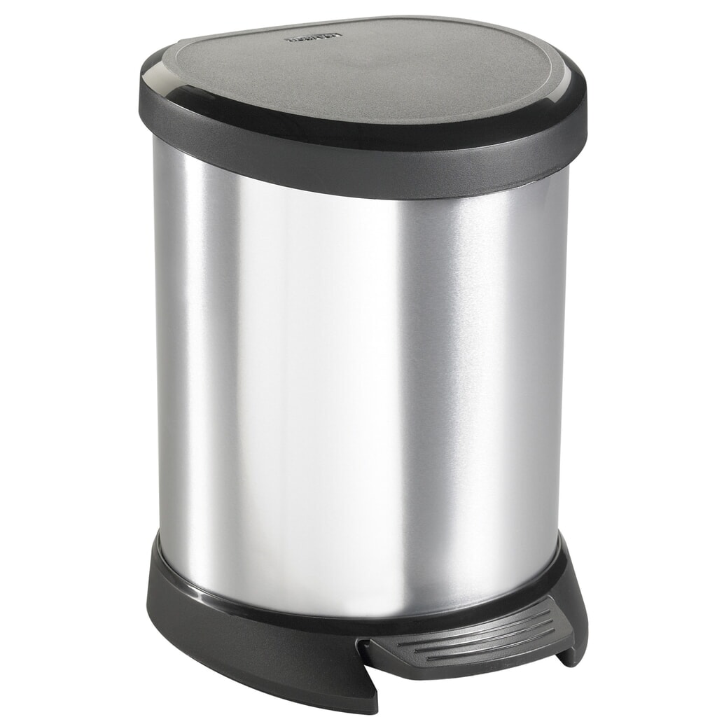 Poubelle à pédale DECOBIN, semi-circulaire, 5 litres, argenté/noir Illustration du produit: Poubelle à pédale DECOBIN, semi-circulaire, 5 litres, argenté/noir