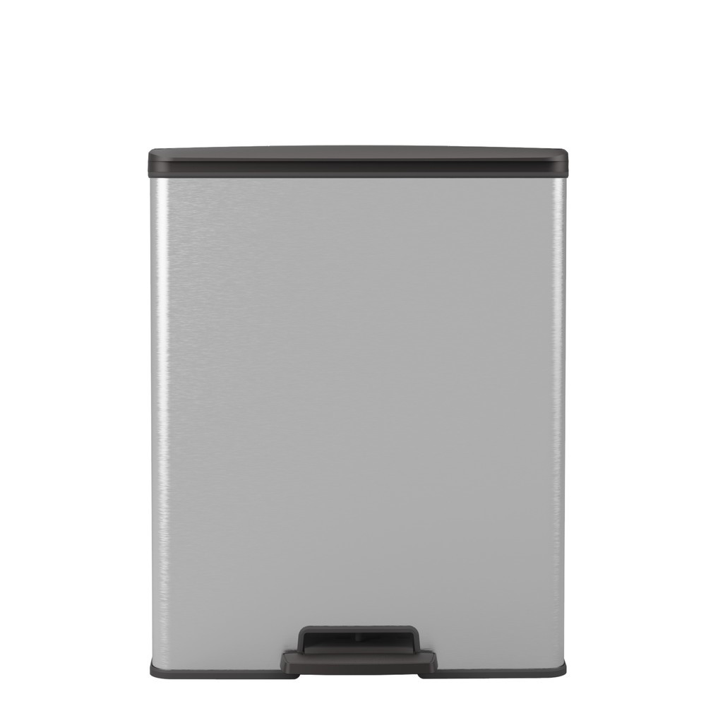Numéro de l'image du produit 4: Poubelle à pédale Duo DECOBIN, rectangulaire, 2 x 26 litres, argenté/noir