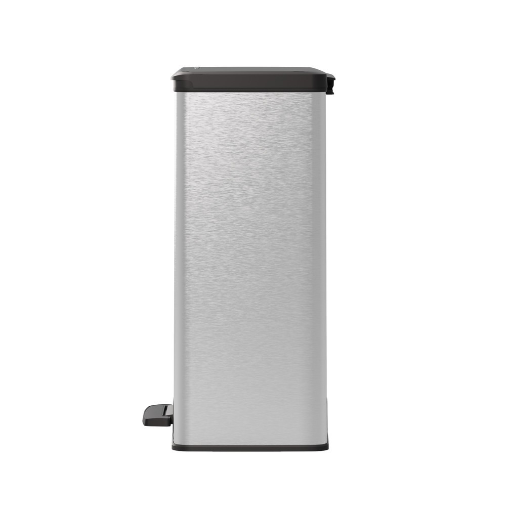 Numéro de l'image du produit 5: Poubelle à pédale Duo DECOBIN, rectangulaire, 2 x 26 litres, argenté/noir