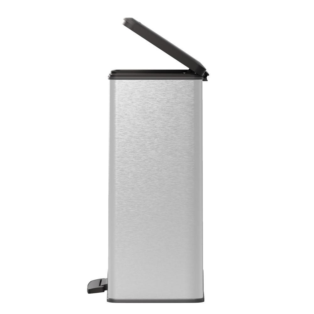 Numéro de l'image du produit 6: Poubelle à pédale Duo DECOBIN, rectangulaire, 2 x 26 litres, argenté/noir