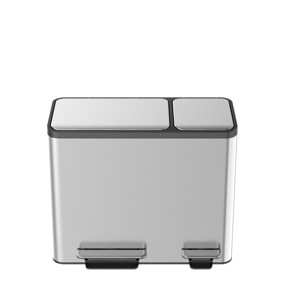 Numéro de l'image du produit 2: Poubelle à pédale EcoCasa 30 + 15 l, acier inoxydable mat