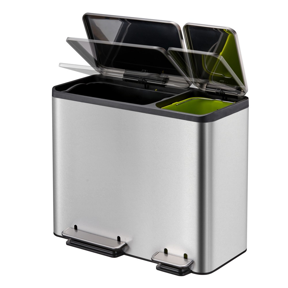 Numéro de l'image du produit 3: Poubelle à pédale EcoCasa 30 + 15 l, acier inoxydable mat