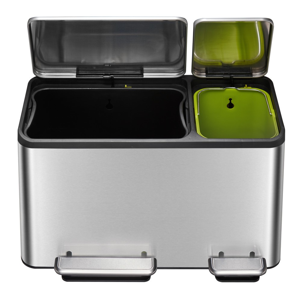 Numéro de l'image du produit 4: Poubelle à pédale EcoCasa 30 + 15 l, acier inoxydable mat