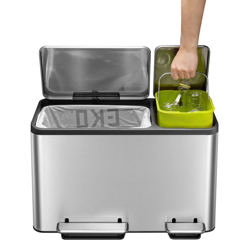 Numéro de l'image du produit 6: Poubelle à pédale EcoCasa 30 + 15 l, acier inoxydable mat