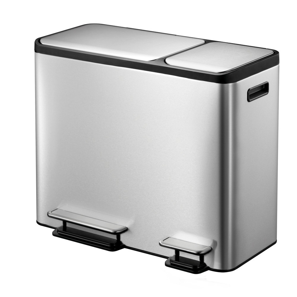 Numéro de l'image du produit 1: Poubelle à pédale EcoCasa 30 + 15 l, acier inoxydable mat