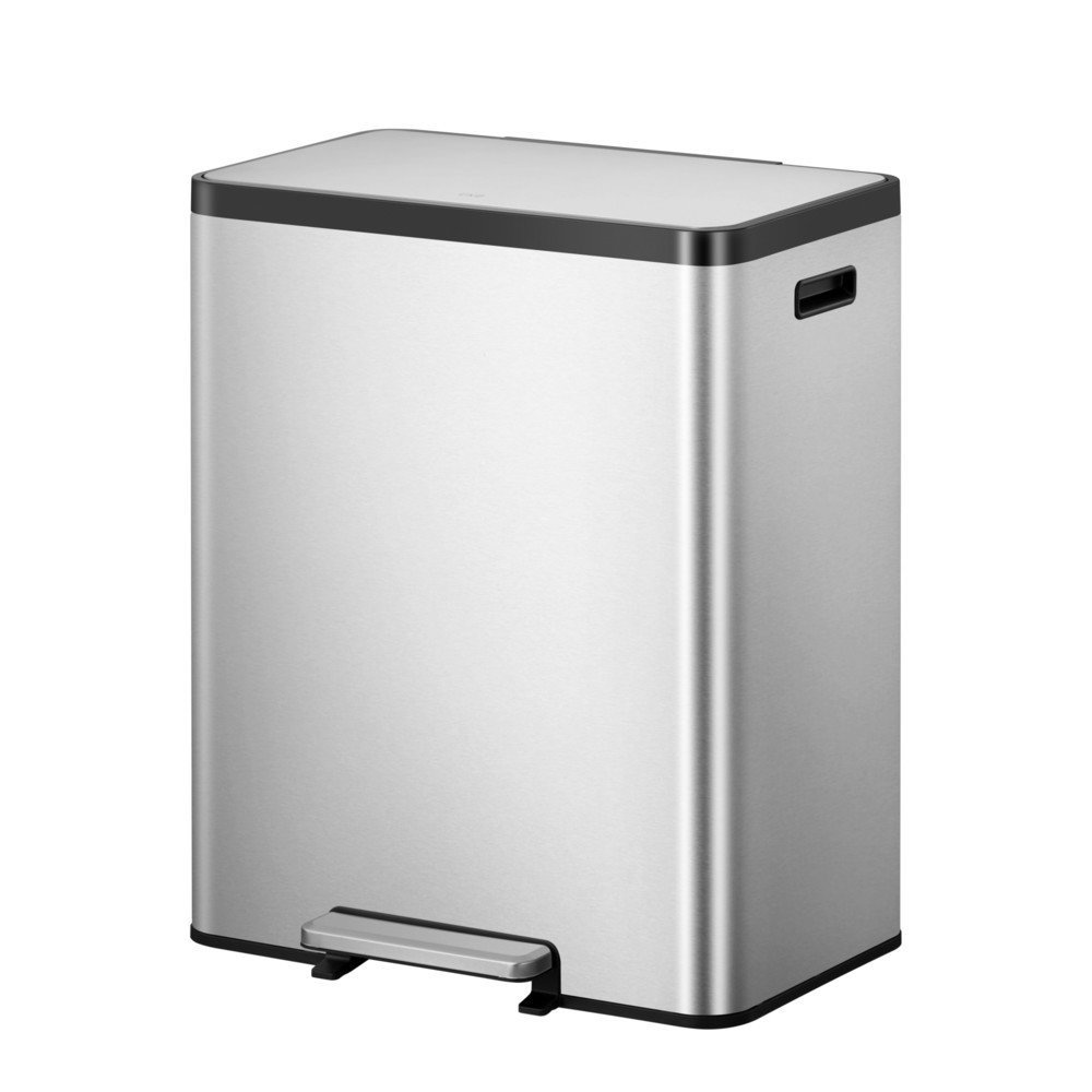 Illustration du produit: Poubelle à pédale EcoCasa 2 EKO, 2 x 30 litres, acier inoxydable mat