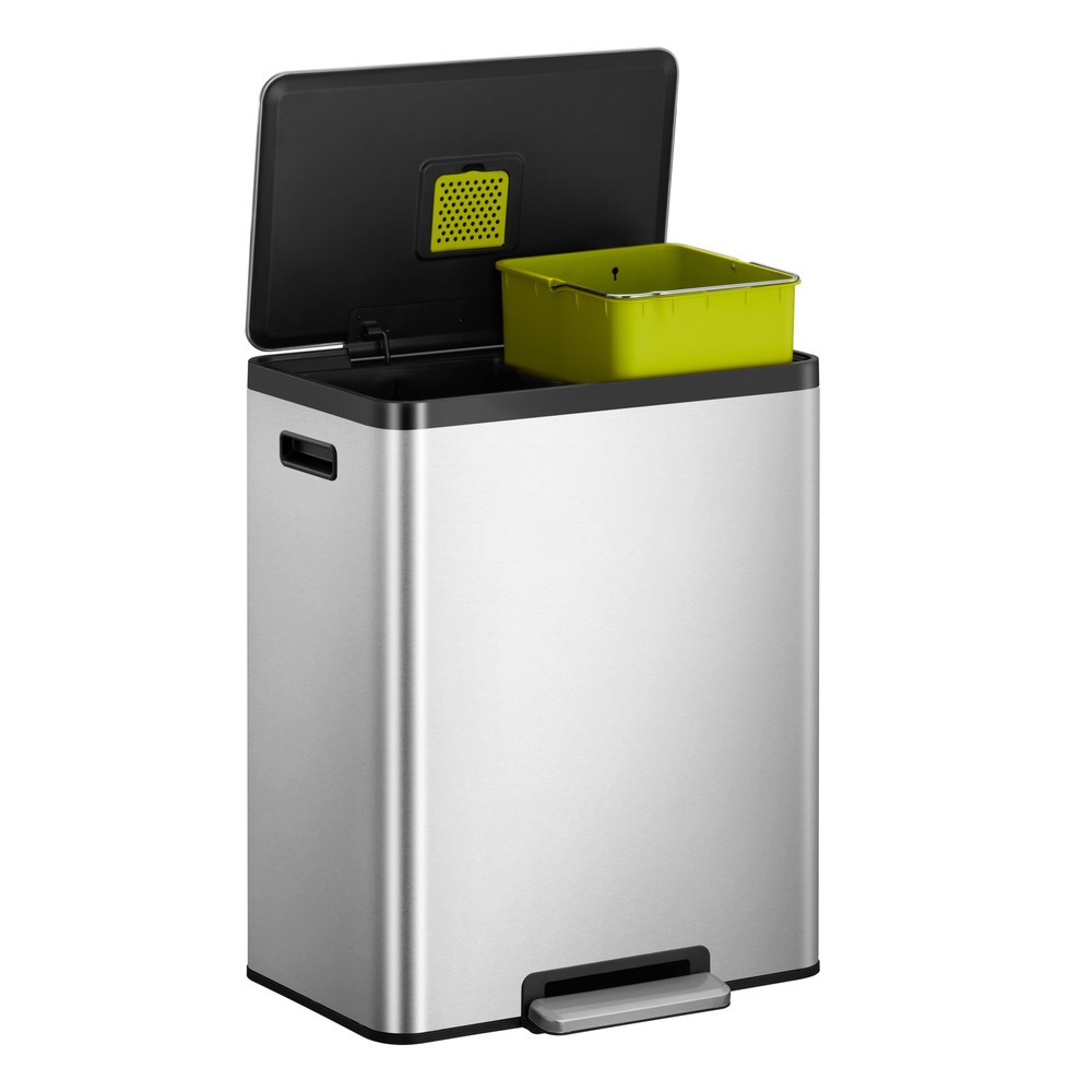 Numéro de l'image du produit 3: Poubelle à pédale EcoCasa 2 EKO, 2 x 30 litres, acier inoxydable mat
