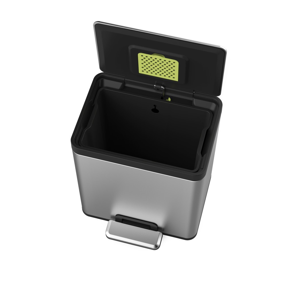 Numéro de l'image du produit 2: Poubelle à pédale EcoCasa 2 EKO, 45 litres, acier inoxydable mat