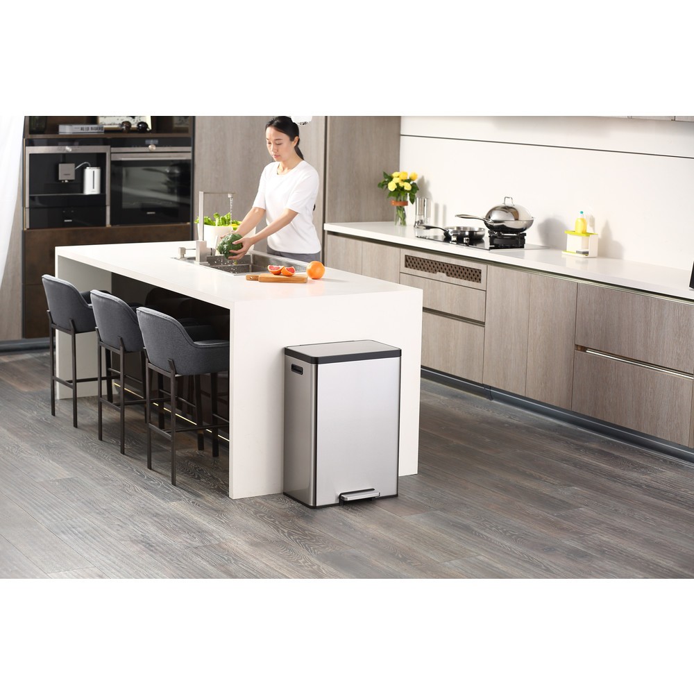 Numéro de l'image du produit 6: Poubelle à pédale EcoCasa 2 EKO, 45 litres, acier inoxydable mat