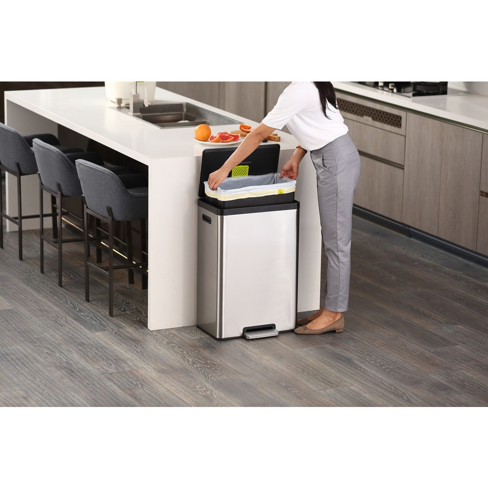 Numéro de l'image du produit 7: Poubelle à pédale EcoCasa 2 EKO, 45 litres, acier inoxydable mat