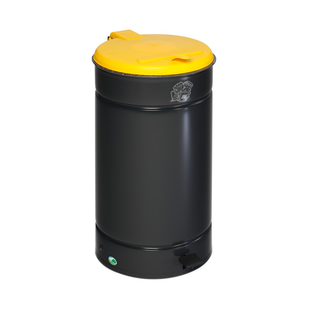 Numéro de l'image du produit 2: Poubelle à pédale Euro-Pedal, 60 litres, corps anthracite, couvercle jaune