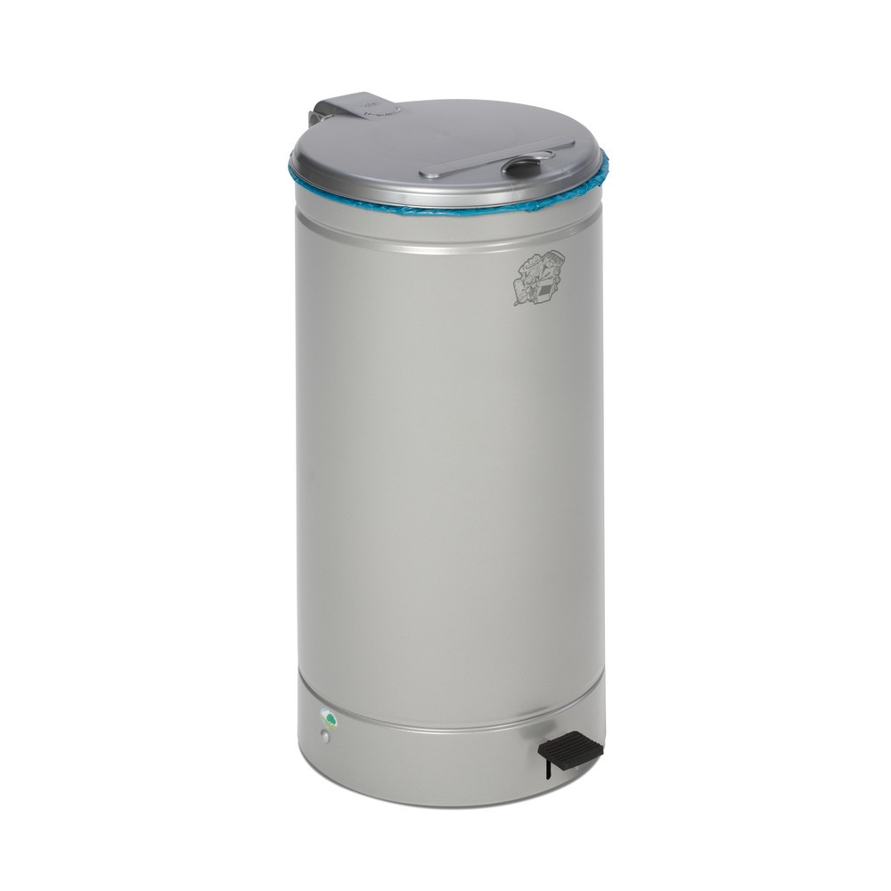 Numéro de l'image du produit 2: Poubelle à pédale Euro-Pedal, 60 litres, corps gris, couvercle argent