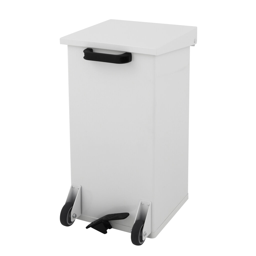 Illustration du produit: Poubelle à pédale Kick CARRO, mobile, 55 litres, blanc