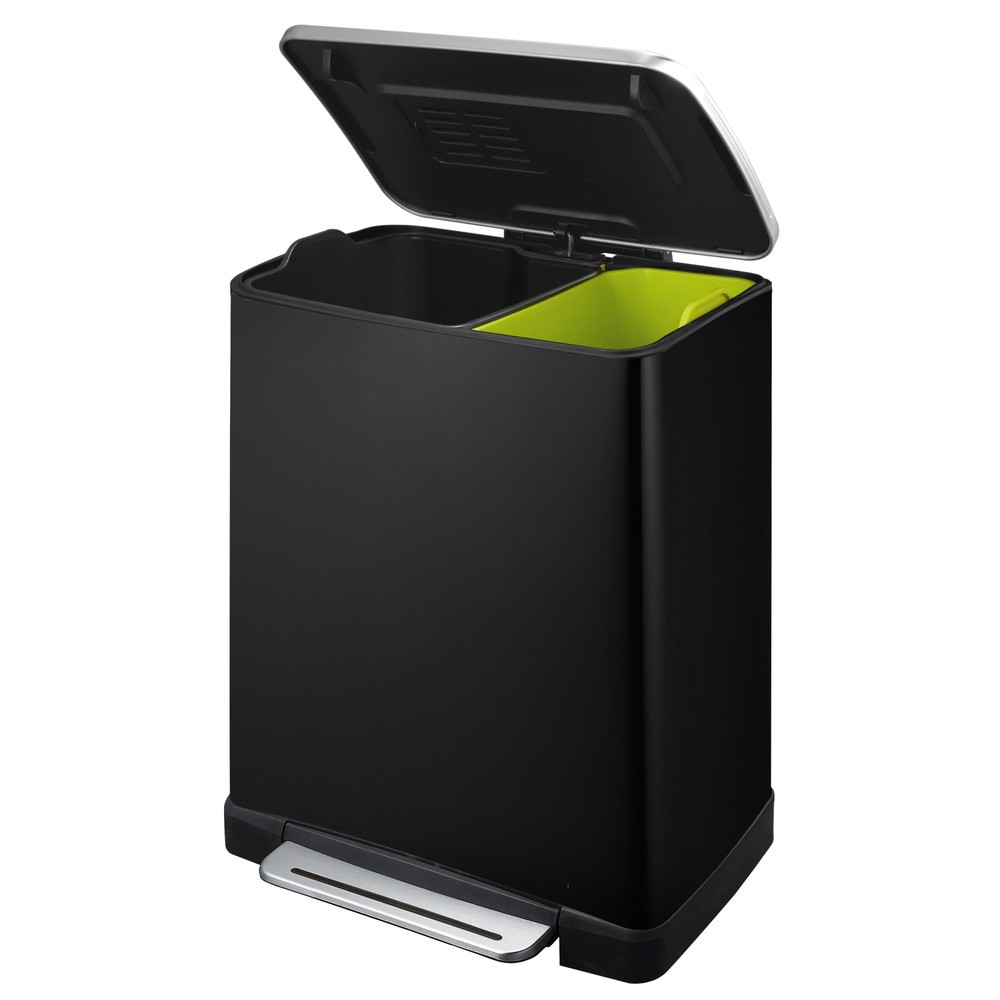 Numéro de l'image du produit 3: Poubelle à pédale Recycling en acier inoxydable, 10+ 9 l, mat/noir
