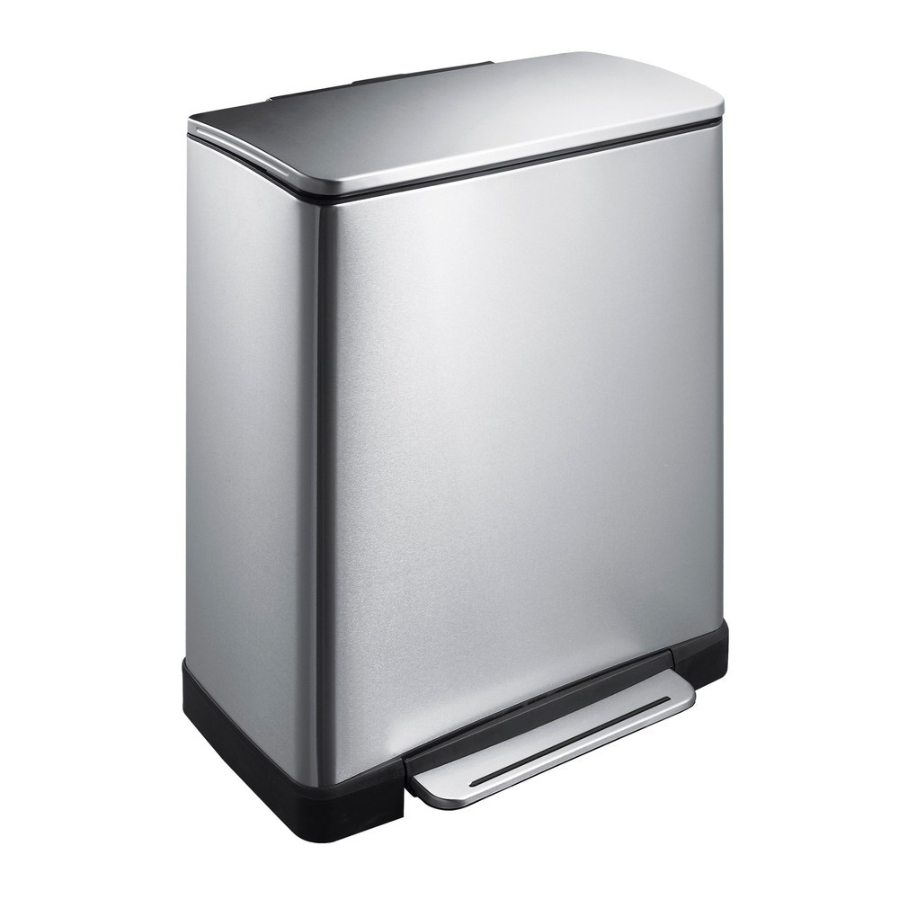Numéro de l'image du produit 1: Poubelle à pédale Recycling en acier inoxydable, 28 + 18 l, mat