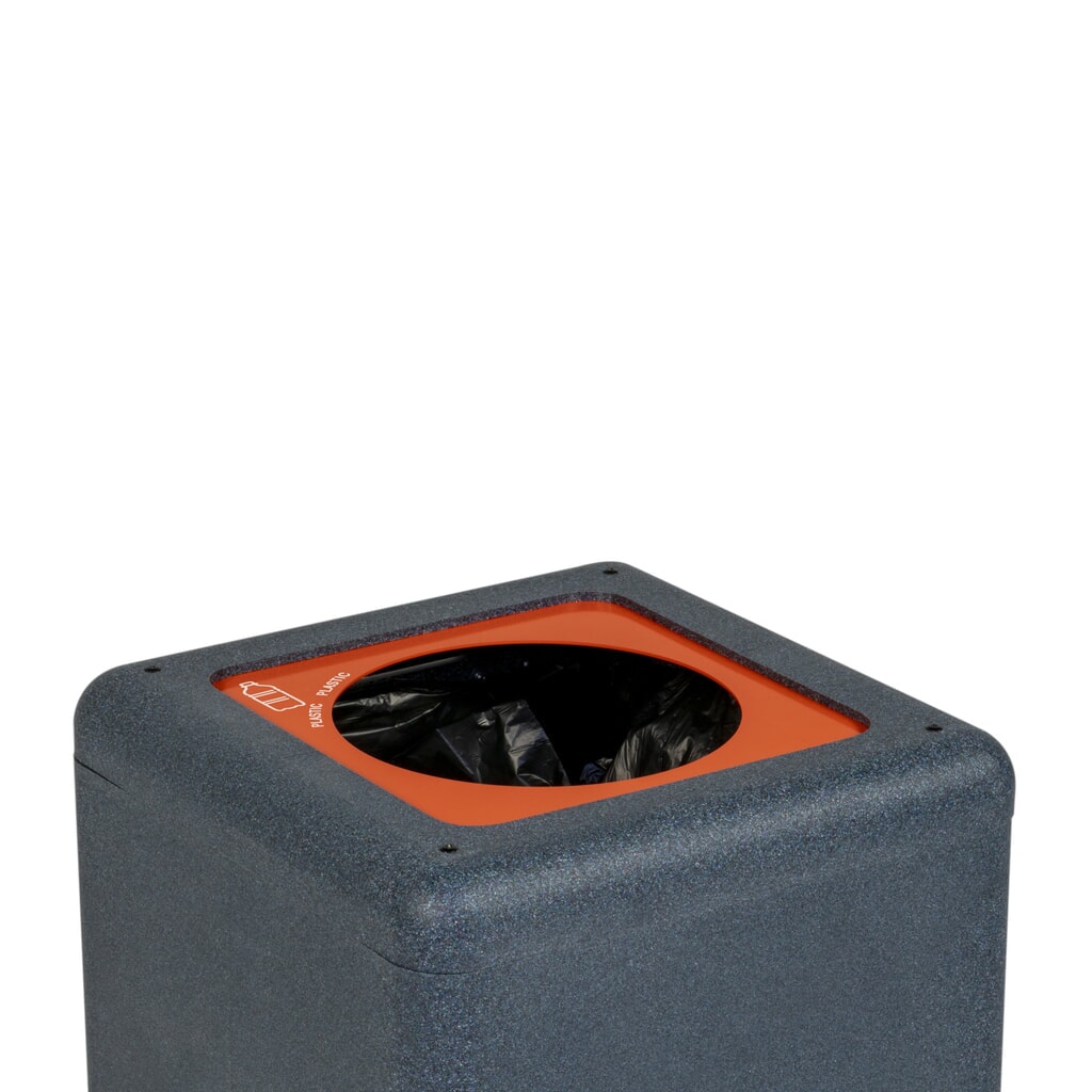 Poubelle à plastique BRICKBIN, en plastique recyclé, 65 litres, carrée, gris/orange N° de l'image du produit 6 : Poubelle à plastique BRICKBIN, en plastique recyclé, 65 litres, carrée, gris/orange