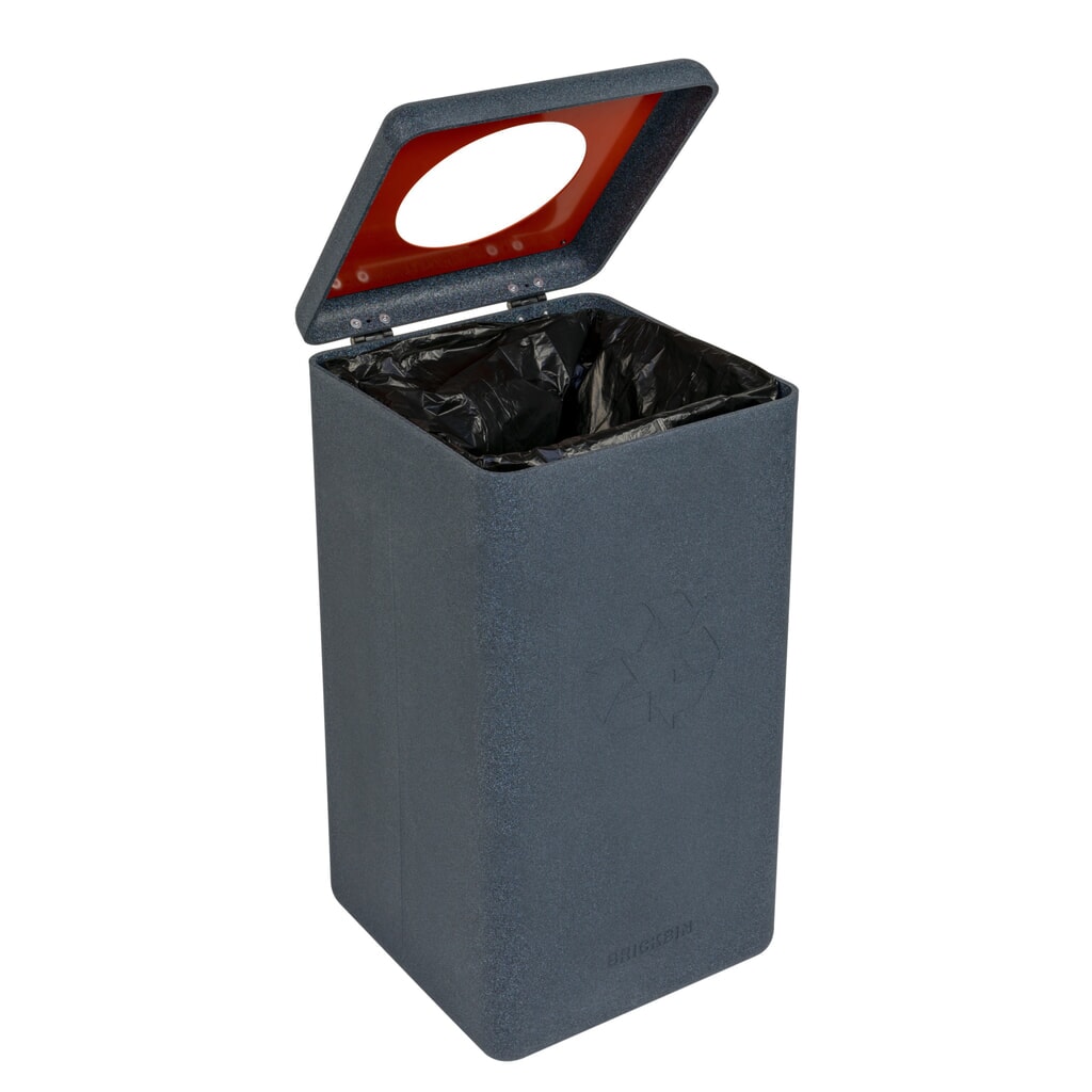 Poubelle à plastique BRICKBIN, en plastique recyclé, 65 litres, carrée, gris/orange N° de l'image du produit 7 : Poubelle à plastique BRICKBIN, en plastique recyclé, 65 litres, carrée, gris/orange