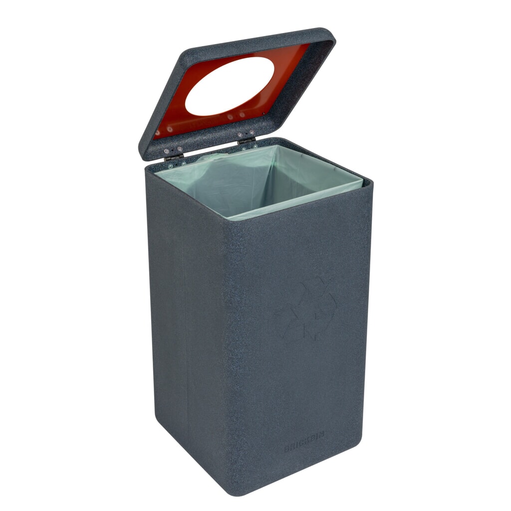 Poubelle à plastique BRICKBIN, en plastique recyclé, 65 litres, carrée, gris/orange N° de l'image du produit 8 : Poubelle à plastique BRICKBIN, en plastique recyclé, 65 litres, carrée, gris/orange