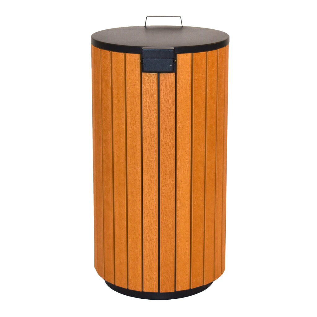 Poubelle aspect bois, 90 litres, anthracite N° de l'image du produit 3 : Poubelle aspect bois, 90 litres, anthracite