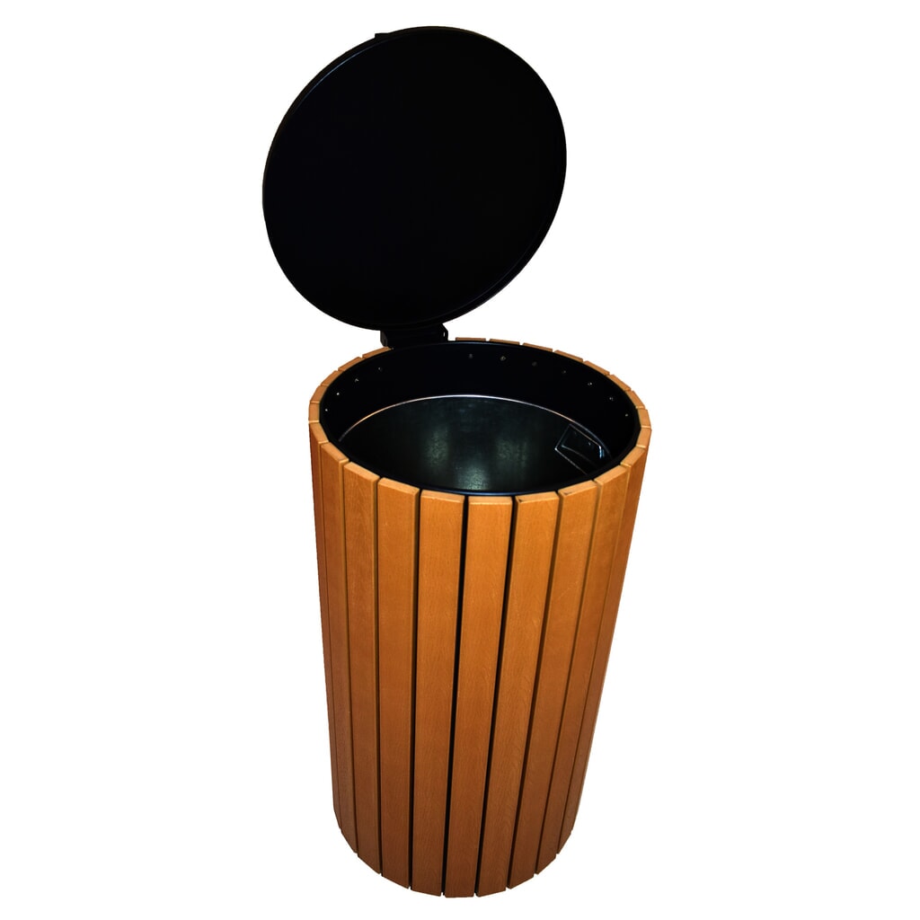 N° de l'image du produit 4 : Poubelle aspect bois, 90 litres, anthracite
