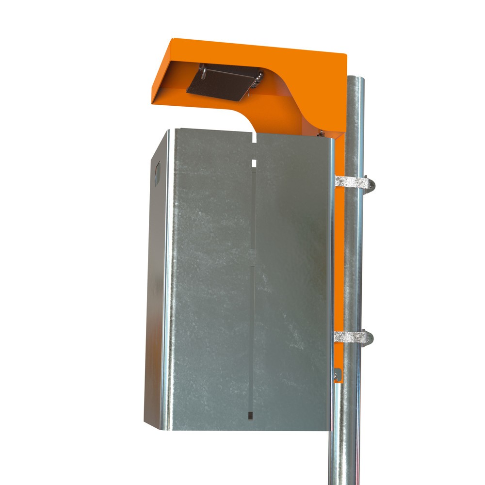 Numéro de l'image du produit 2: RENNER Poubelle avec toit de protection et cendrier, tôle d’acier, 40 litres, hauteur 900 mm, à cheviller, avec poteau