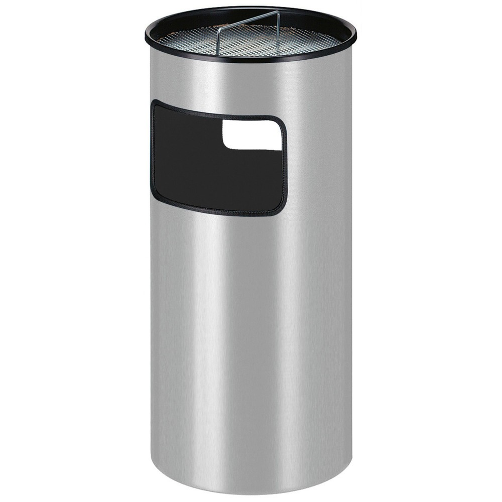 Illustration du produit: Poubelle-cendrier, avec seau intérieur en acier, ronde, 50 litres, gris aluminium