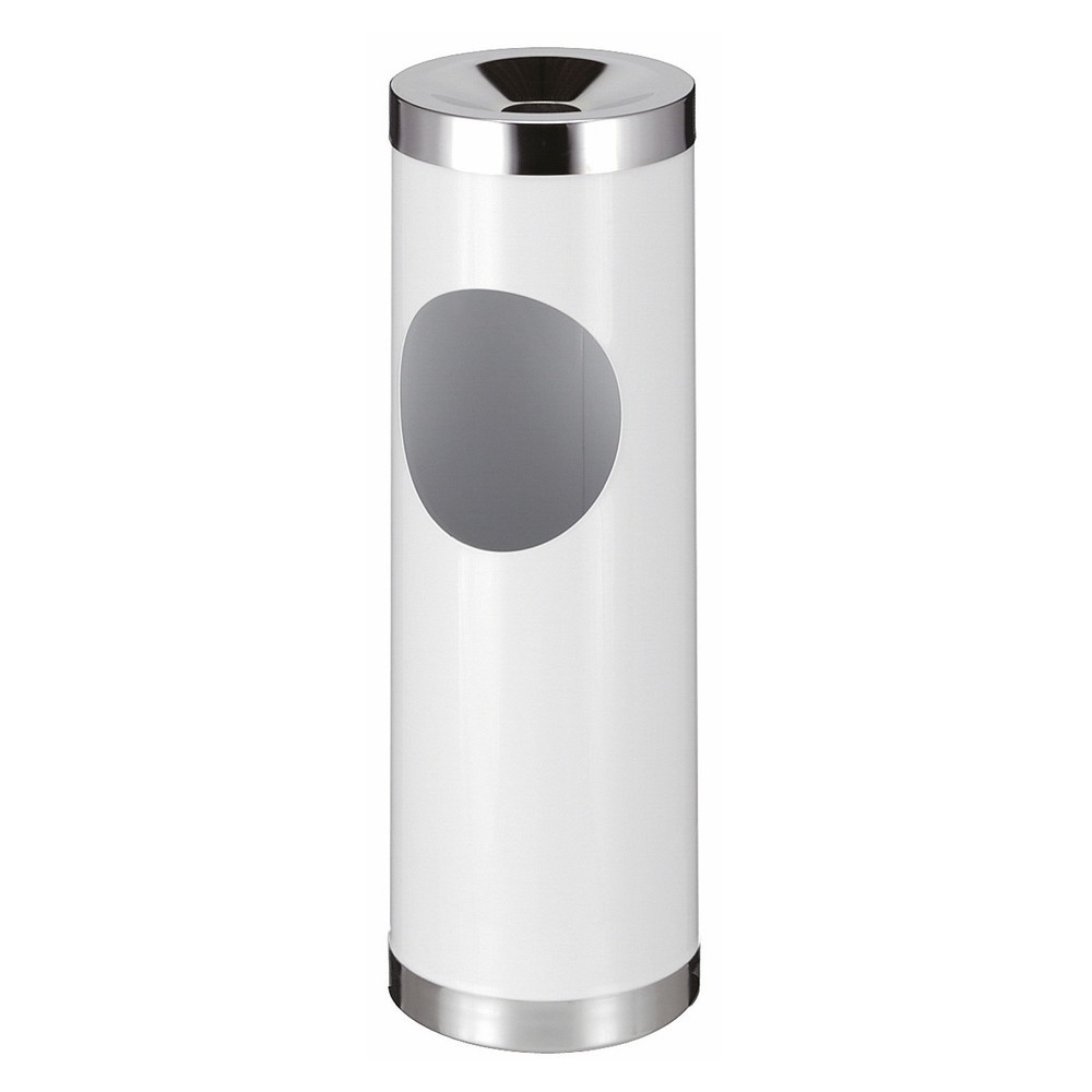Illustration du produit: Poubelle-cendrier en acier, ronde, 30 litres, blanc