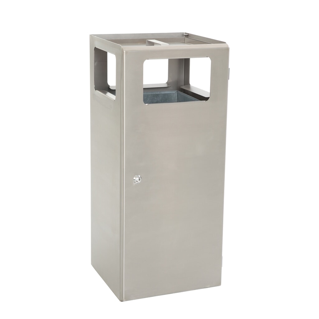 Illustration du produit: Poubelle-cendrier Pyramide, carrée, contenant de base en acier inoxydable, 70 litres