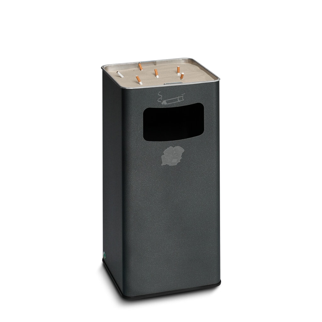 Illustration du produit: Poubelle-cendrier VAR®, modèle sur pied, 53,4 litres, argent vieilli