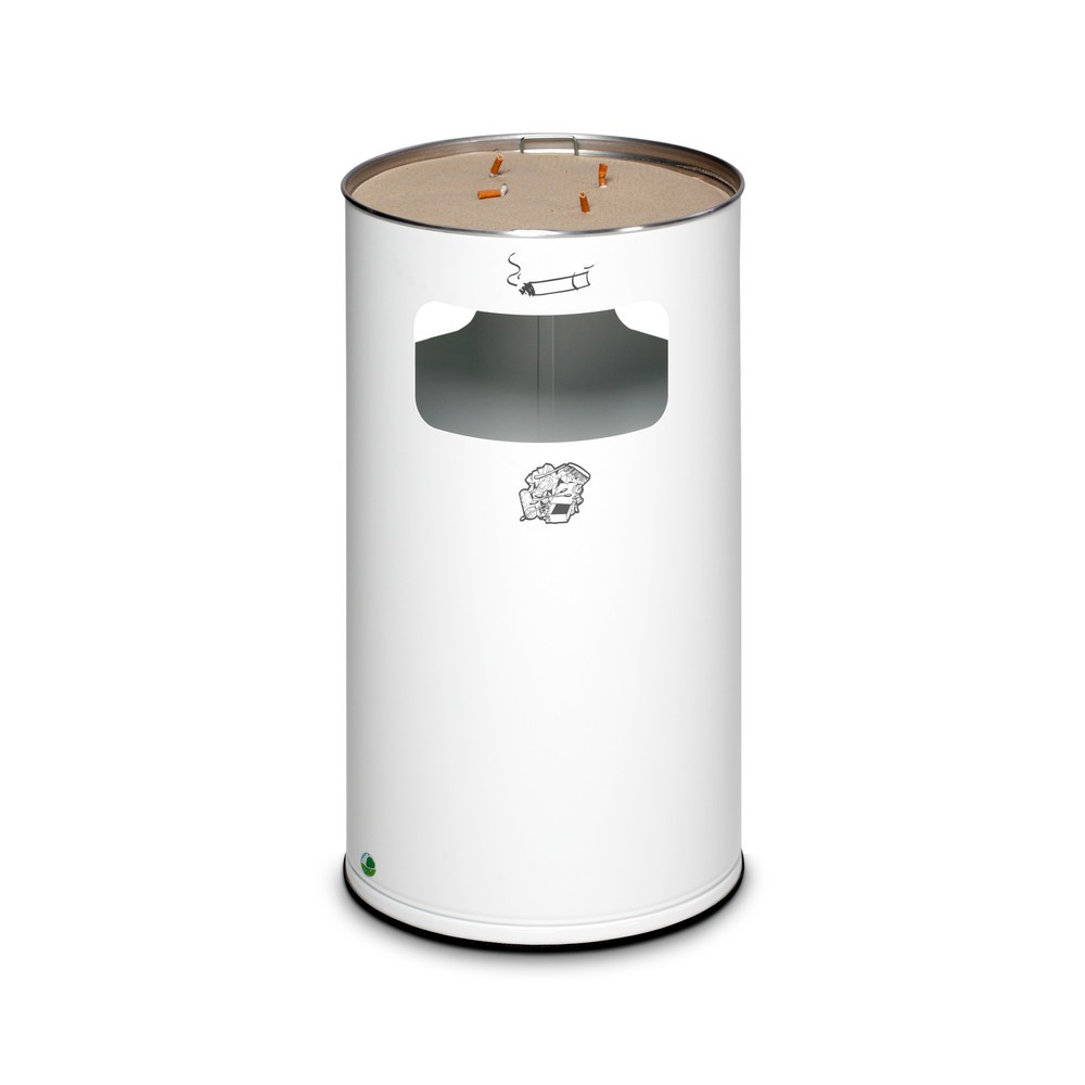 Numéro de l'image du produit 1: Poubelle-cendrier VAR®, modèle sur pied, 69,2 litres, blanc signalisation