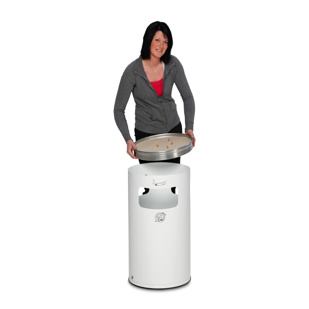Numéro de l'image du produit 2: Poubelle-cendrier VAR®, modèle sur pied, 69,2 litres, blanc signalisation