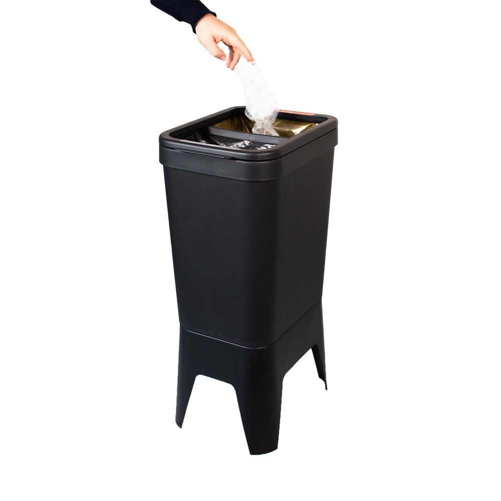 Numéro de l'image du produit 2: Poubelle Circubin BON TON, en polypropylène 100 % recyclé, 2 x 20 litres, ouverte, anthracite