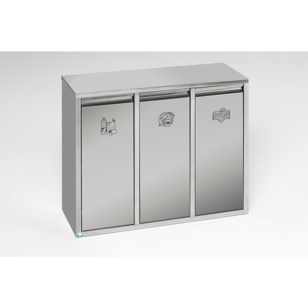 Numéro de l'image du produit 1: Poubelle de tri de matériaux VAR® en acier inoxydable, 3x 12 litres