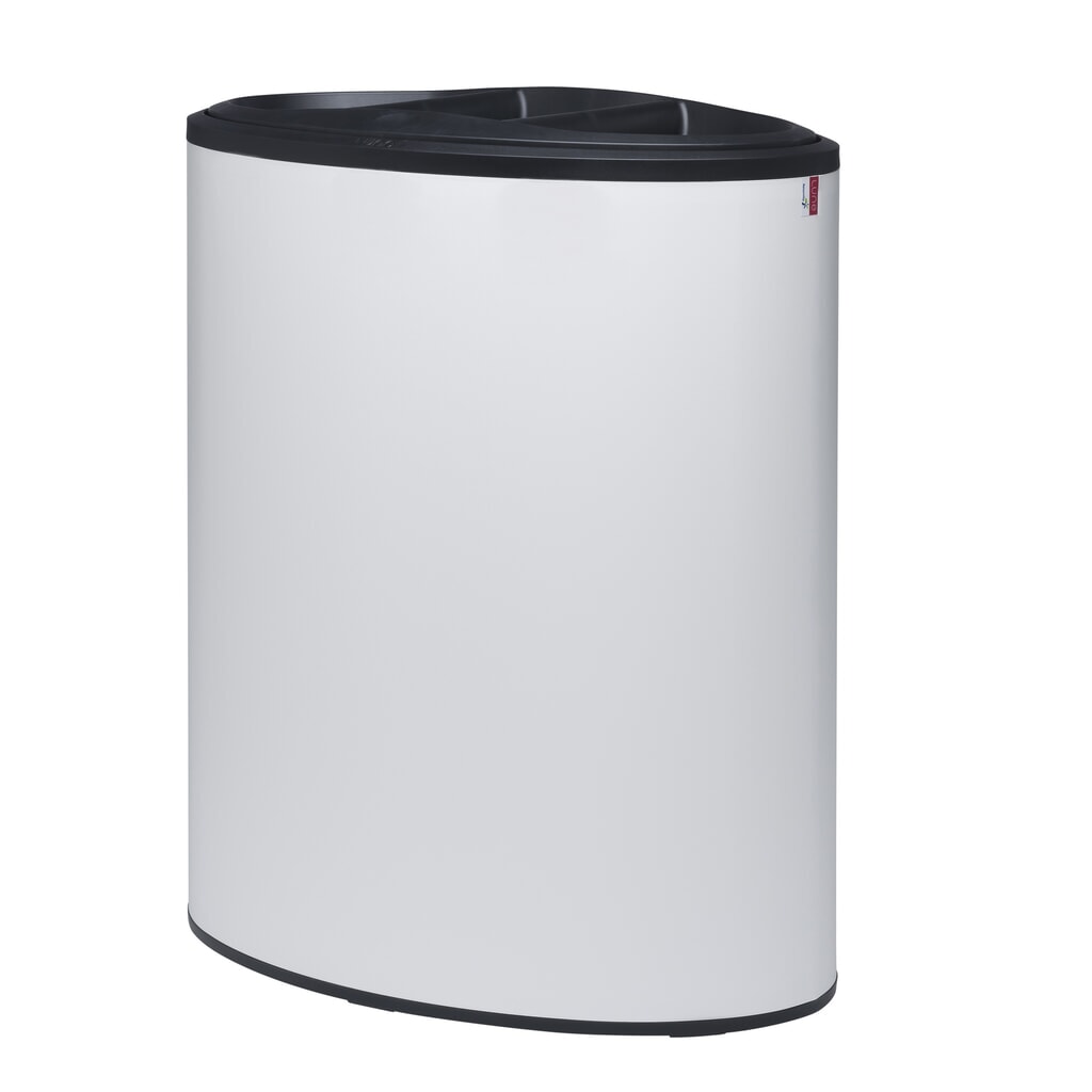 N° de l'image du produit 1 : Poubelle design Binc LUNE, blanc, noir, avec couvercle ouvert