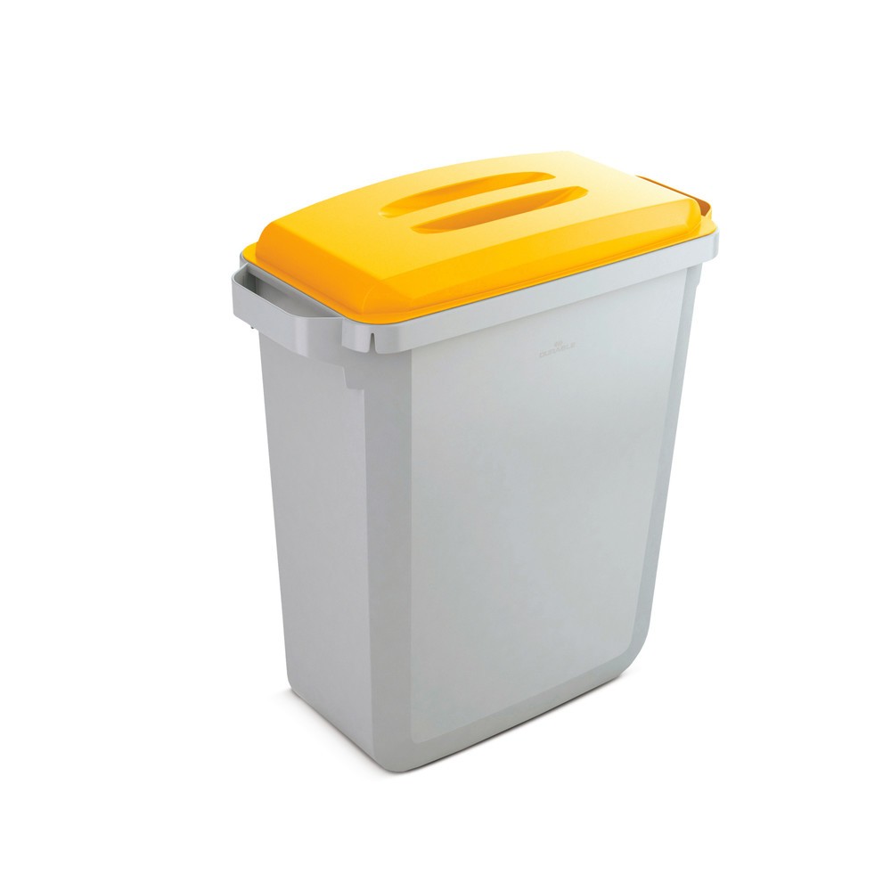 Numéro de l'image du produit 1: Conteneur à déchets DURABIN 60 litres, avec couvercle, PP, gris/jaune