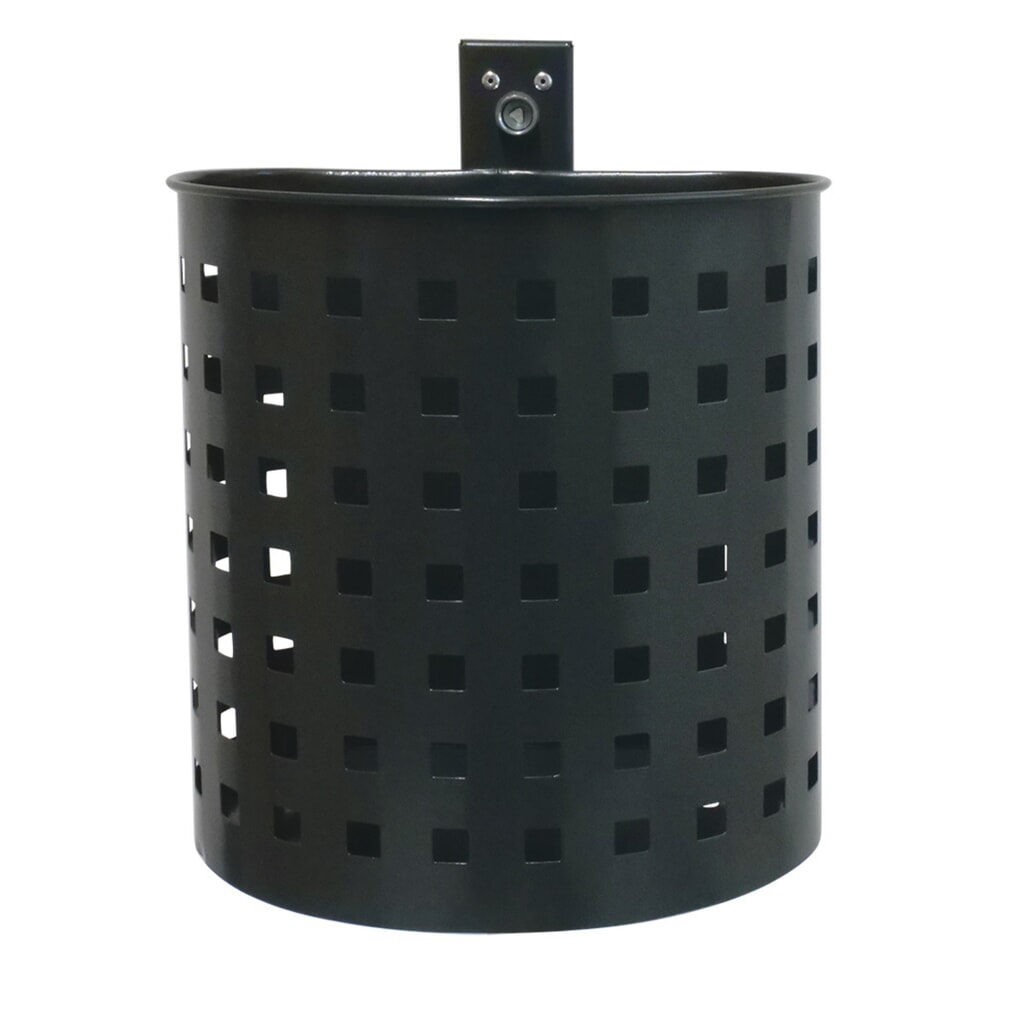 Illustration du produit: RENNER Poubelle en acier, 20 litres, semi-circulaire, montage mural, perforée, revêtue par poudrage, DB 703 paillettes métalliques anthracite