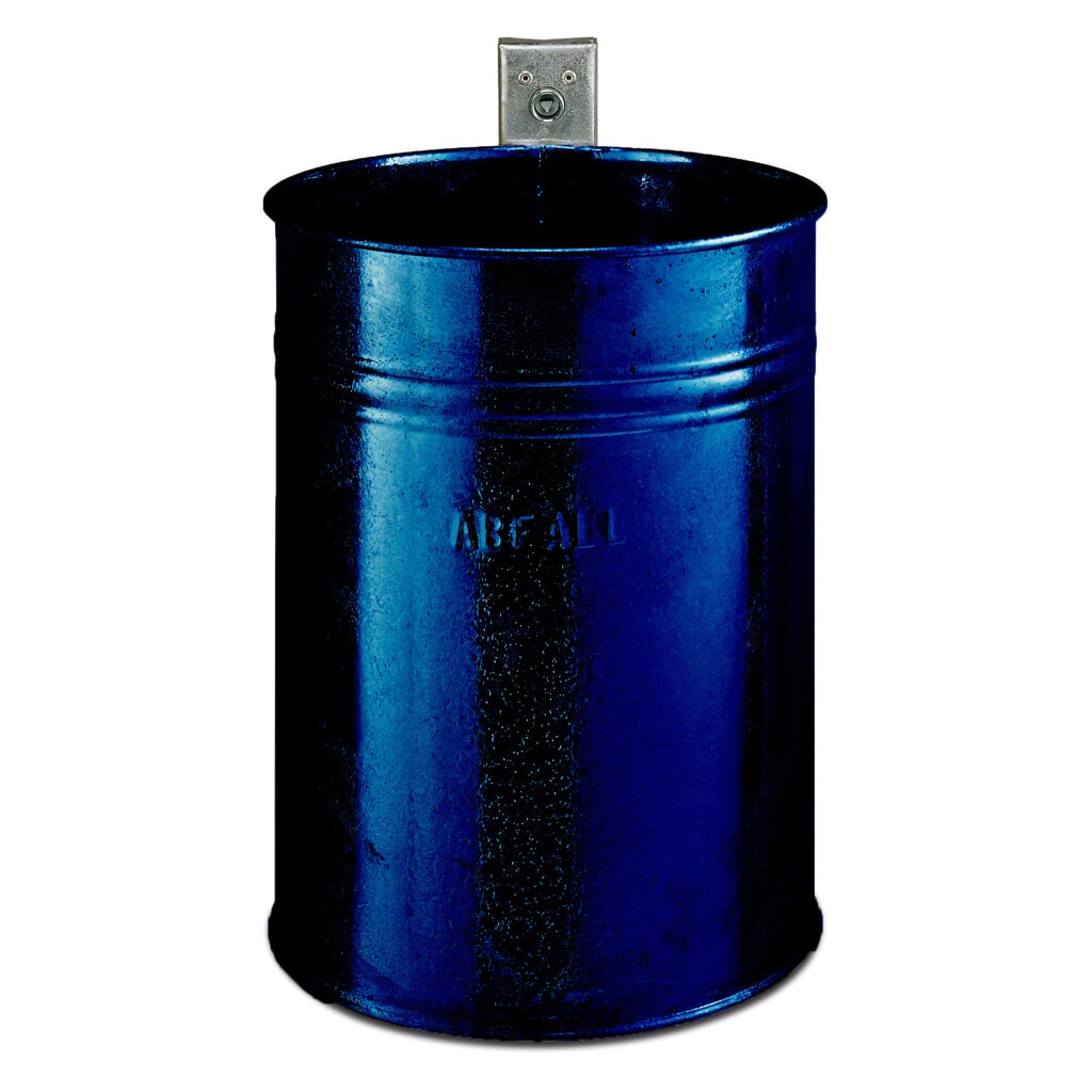 RENNER Poubelle en acier, 35 litres, ronde, montage mural, structure fermée, bleu cobalt Illustration du produit: RENNER Poubelle en acier, 35 litres, ronde, montage mural, structure fermée, bleu cobalt