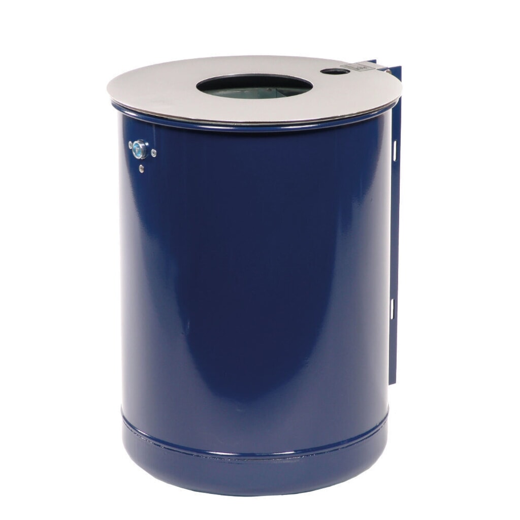 Illustration du produit: RENNER Poubelle en acier, 50 litres, avec cendrier, bleu cobalt