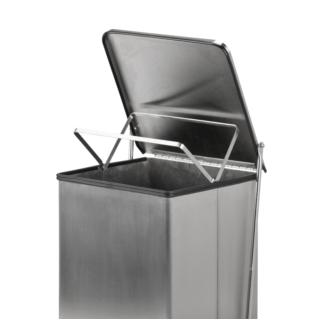 N° de l'image du produit 5 : Poubelle industrielle à pédale, 45 litres, acier, revêtue par poudrage, blanche