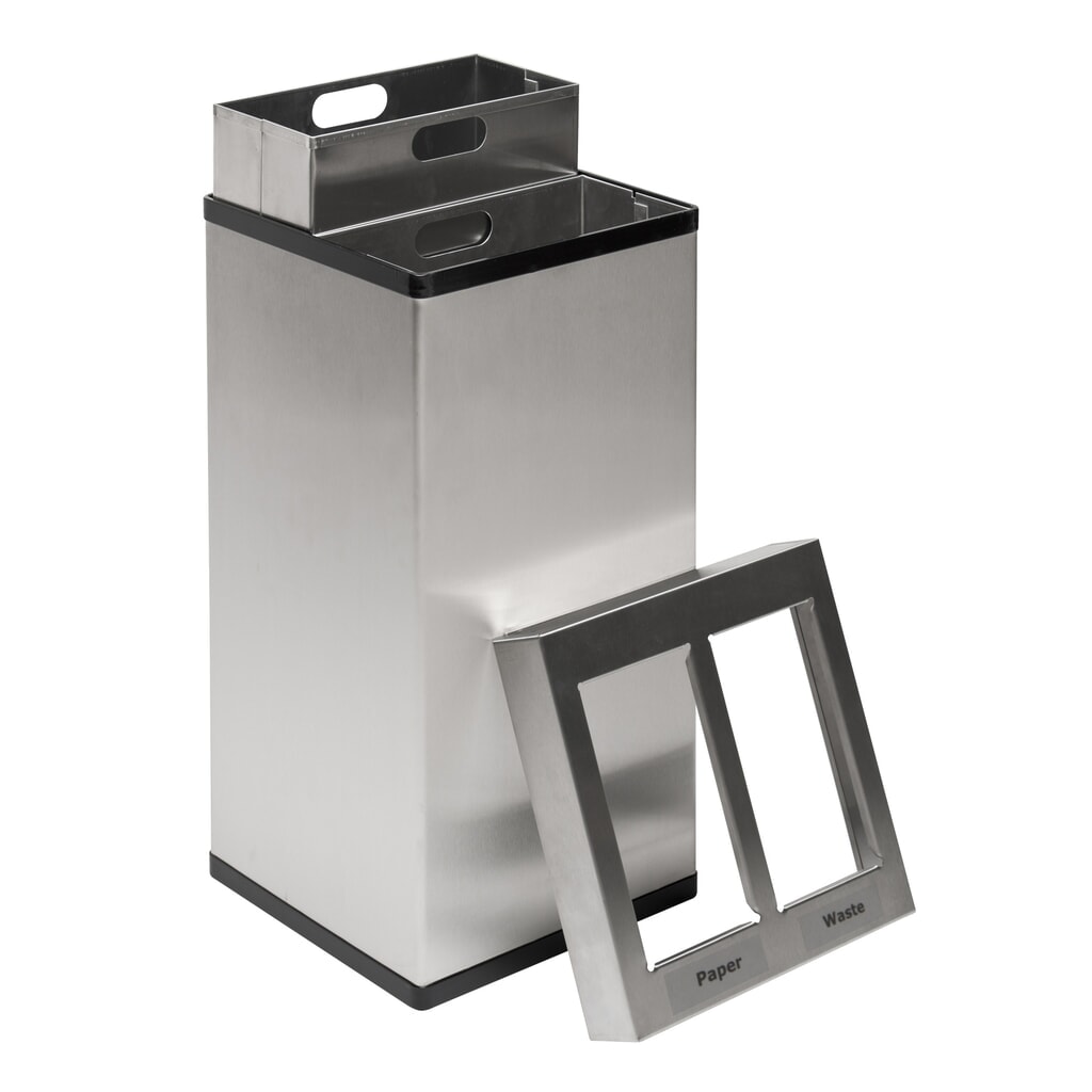 Poubelle Mix CARRO, en acier inoxydable, 2 x 52,5 litres N° de l'image du produit 2 : Poubelle Mix CARRO, en acier inoxydable, 2 x 52,5 litres
