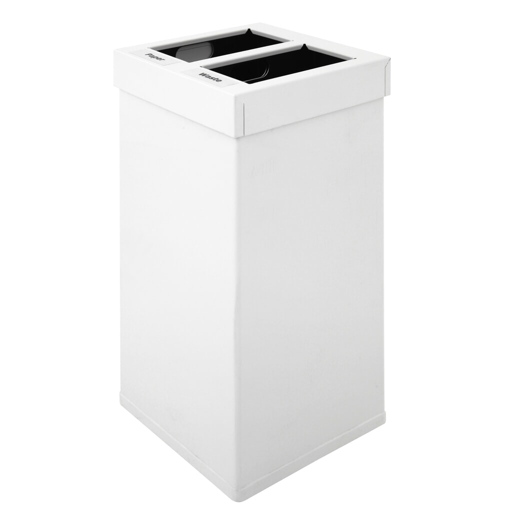 Illustration du produit: Poubelle Mix CARRO, en aluminium, 2 x 52,5 litres, blanc